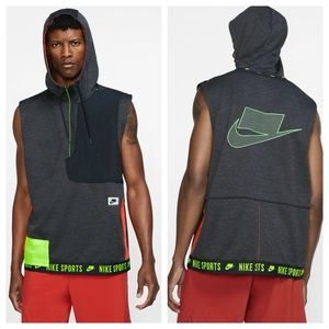 Nike Therma black grey Sport Clash Men's Sleeveless Hooded Training hoodie M